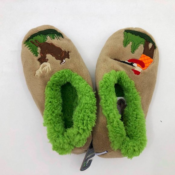 NWT Snoozies Men's Slippers Hunter Deer Medium 9/10 Tan - Picture 4 of 6